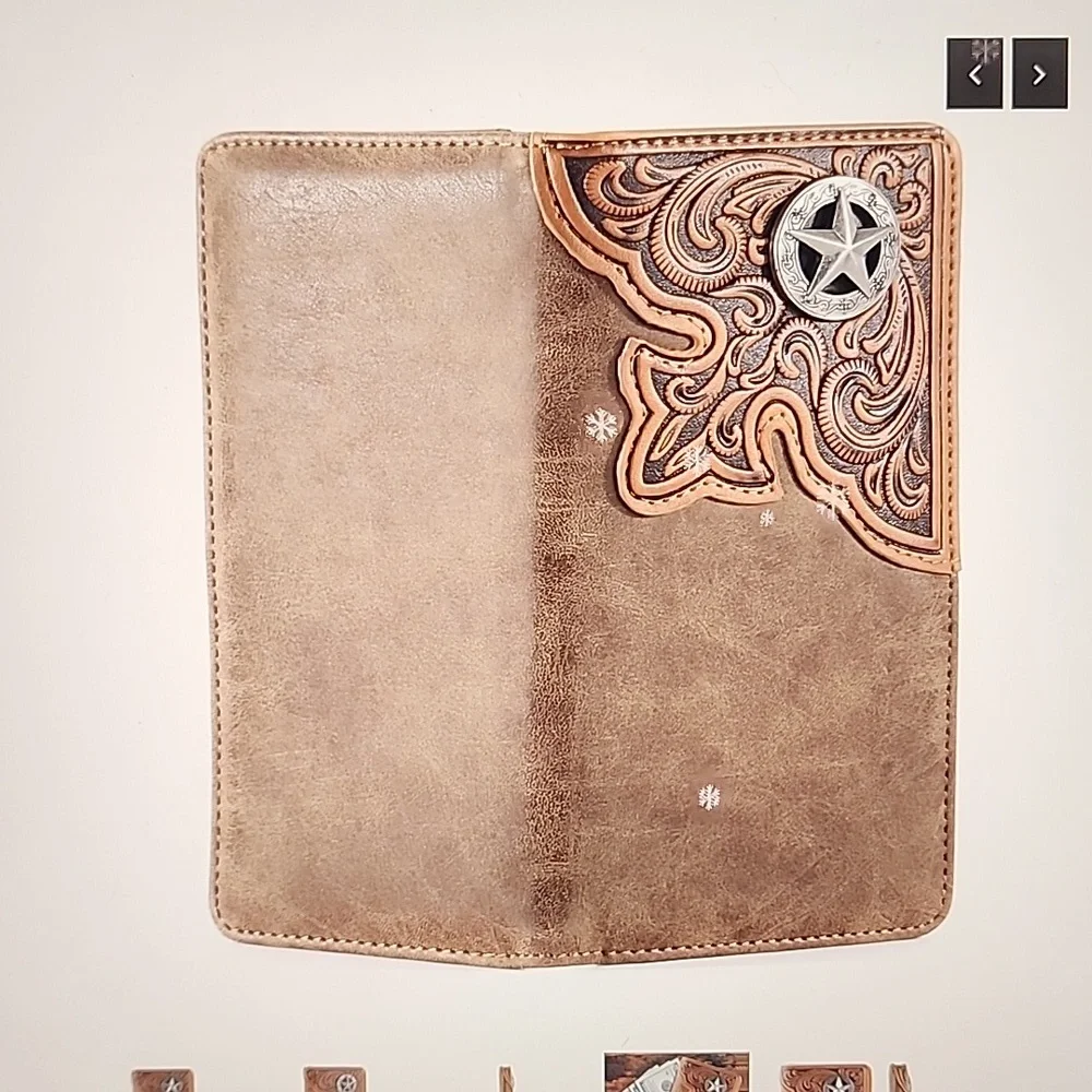 Lone 🌟 Star Concho Long Bifold PU Leather Wallet Montana West